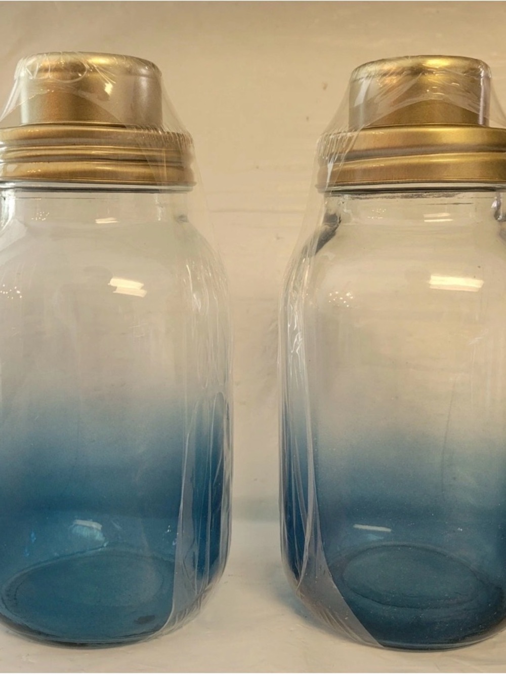 2 ct Bullseye Playground 8in Cocktail Shaker Jars Blue Ombré Glass Storage